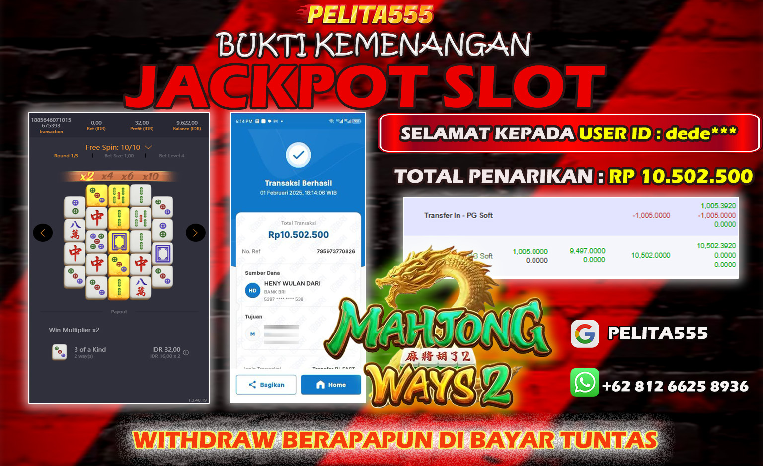 BUKTI JP SLOT MAHJONG WAYS 2 PG SOFT 12 MARET 2025