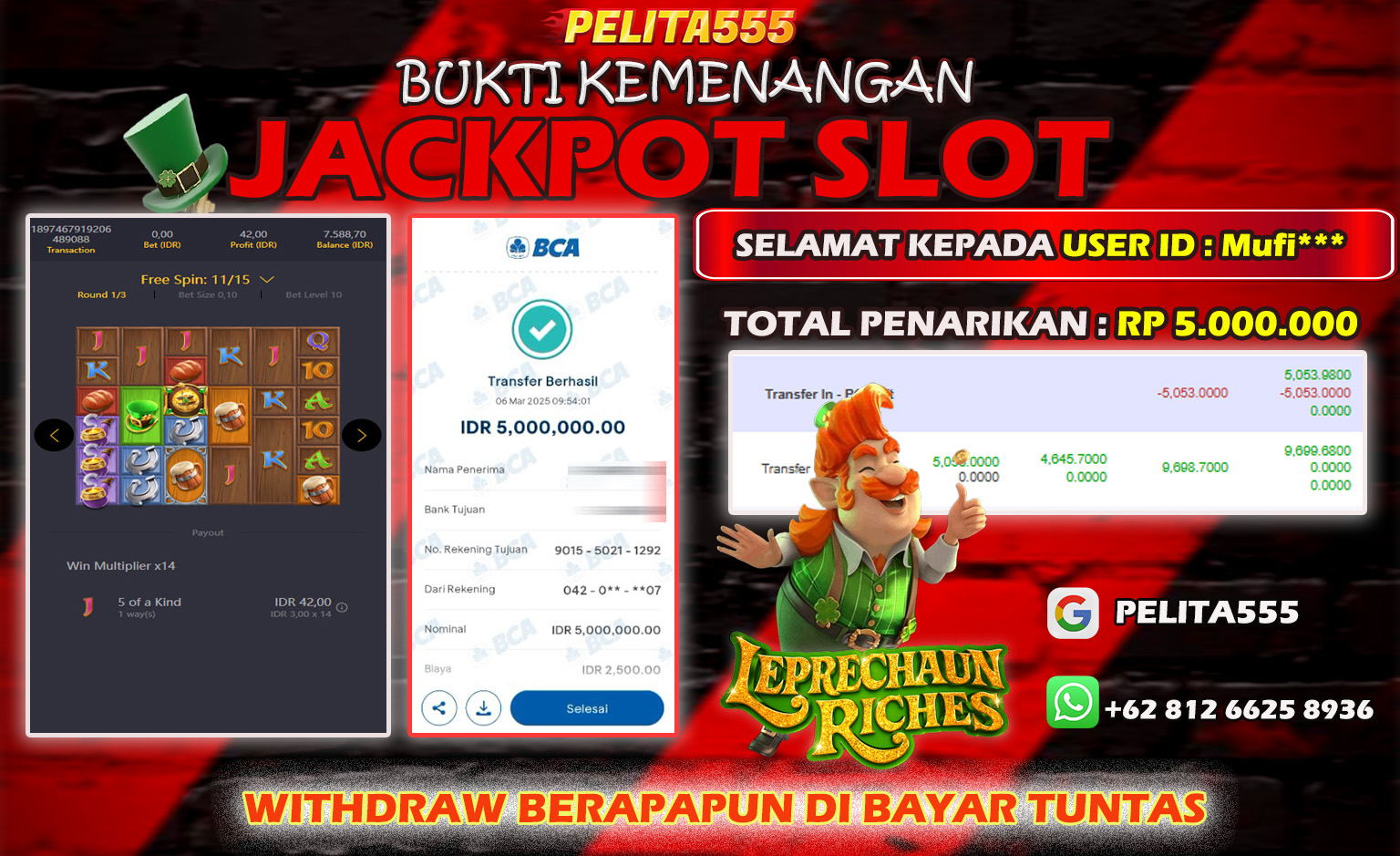 BUKTI JP SLOT PG SOFT LEPRECHAUN RICHES 10 MARET 2025